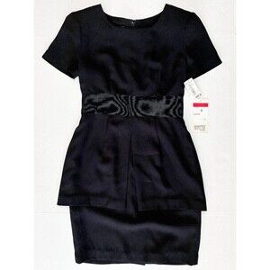 Yves Cossette Depeche Mode Peplum Little Black Dress Vtg 90s USA Made - Size 4P